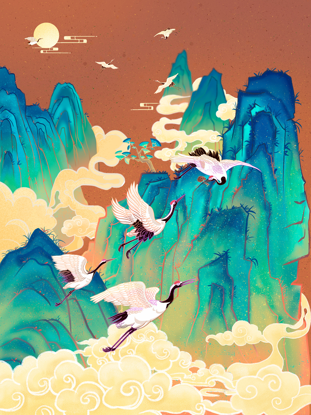 鹤与云|插画|新锐潮流插画|charlenexiapi - 原创作品 - 站酷 (zcool)