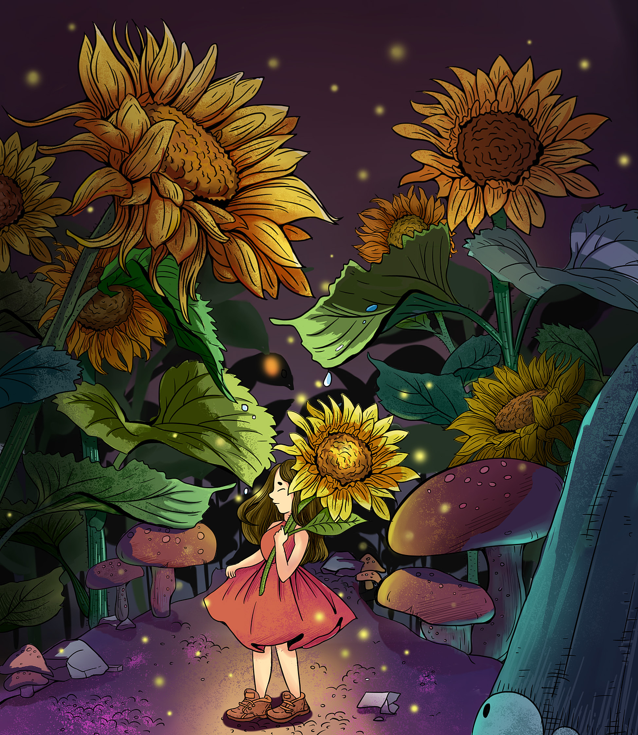 向日葵女孩（图ZMTk2Mzk3MTQ0） - 儿童插画 - 站酷设计师爱画画的小小樊原创素材 - 站酷ZCOOL