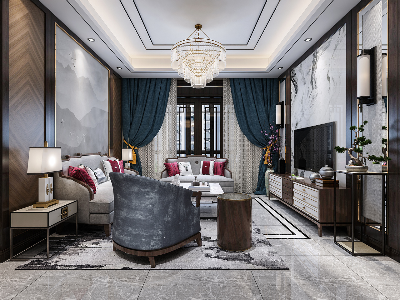 1992效果图--新中式家装一套|空间|家装设计|1992效果图汉堡 - 原创