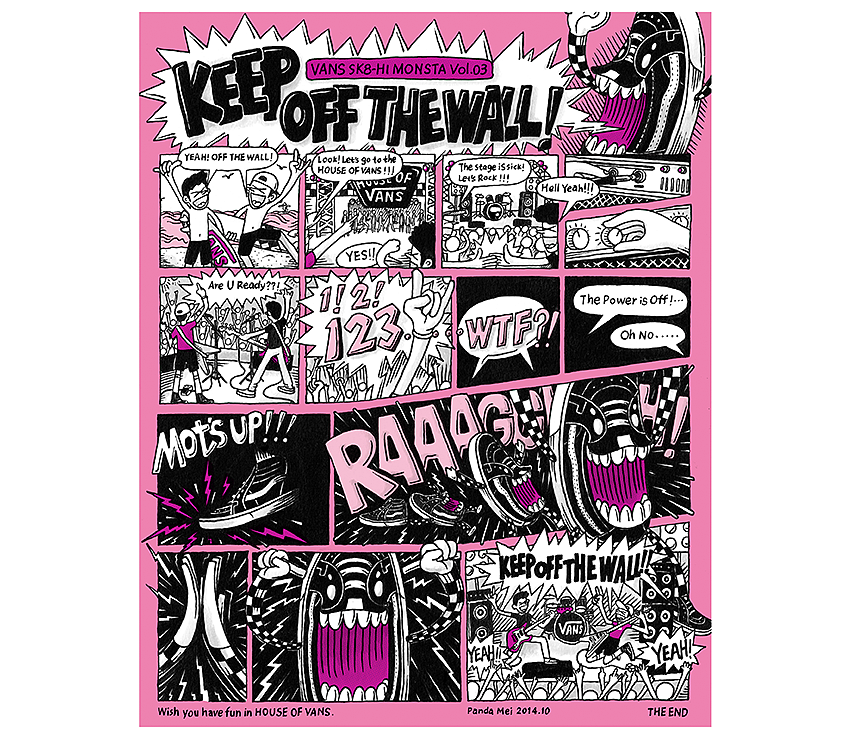 VANS HOV主题 漫画 "KEEP OFF THE WALL"（图ZODM4NzYxNDQ=） - 单幅漫画 - 站酷设计师PandaMei原创素材 - 站酷ZCOOL