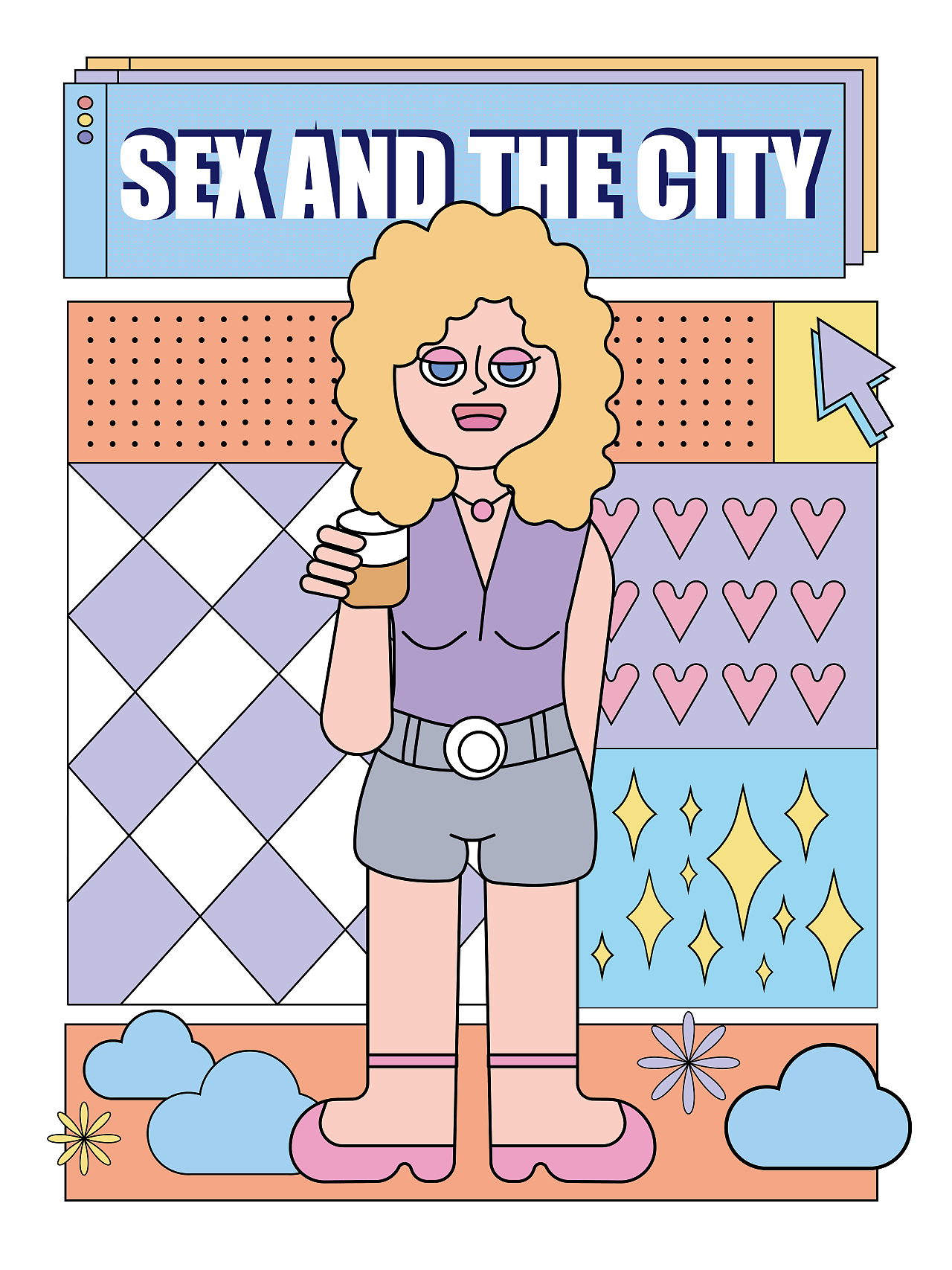 原创插画｜孟菲斯风格｜猜猜是什么经典美剧？