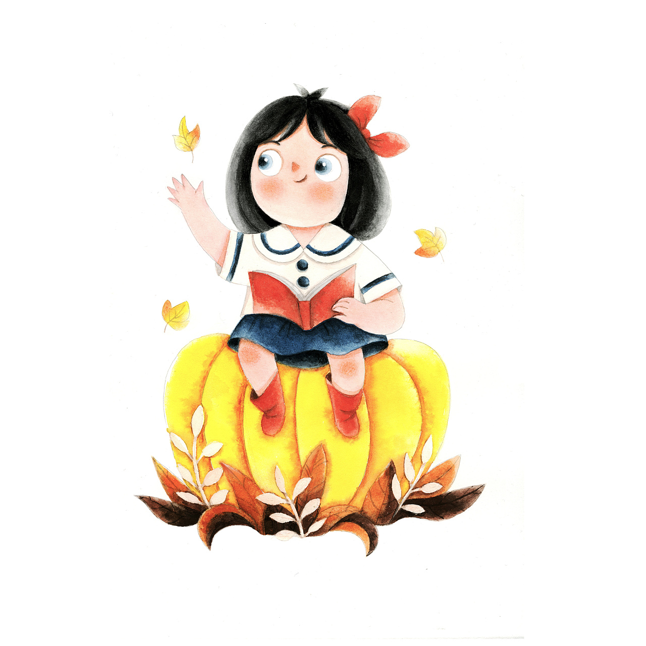 水彩人物——南瓜女孩|插画|儿童插画|圆子插画 - 原创作品 - 站酷