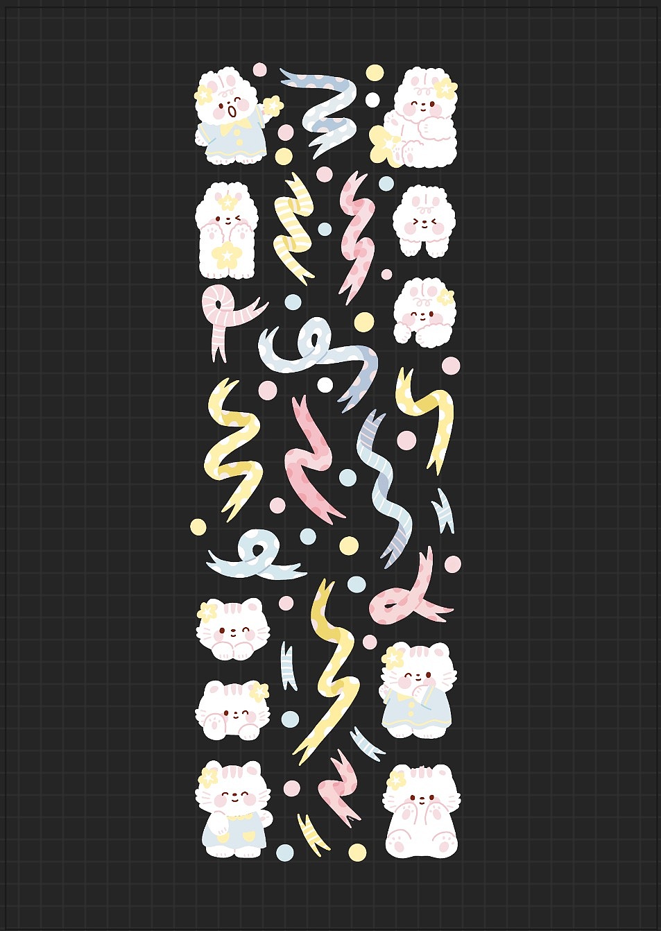 咕卡贴纸|丝带兔兔（图ZMzA3NTAyNDYw） - 商业插画 - 站酷设计师爱学习的哈鲁酱原创素材 - 站酷ZCOOL