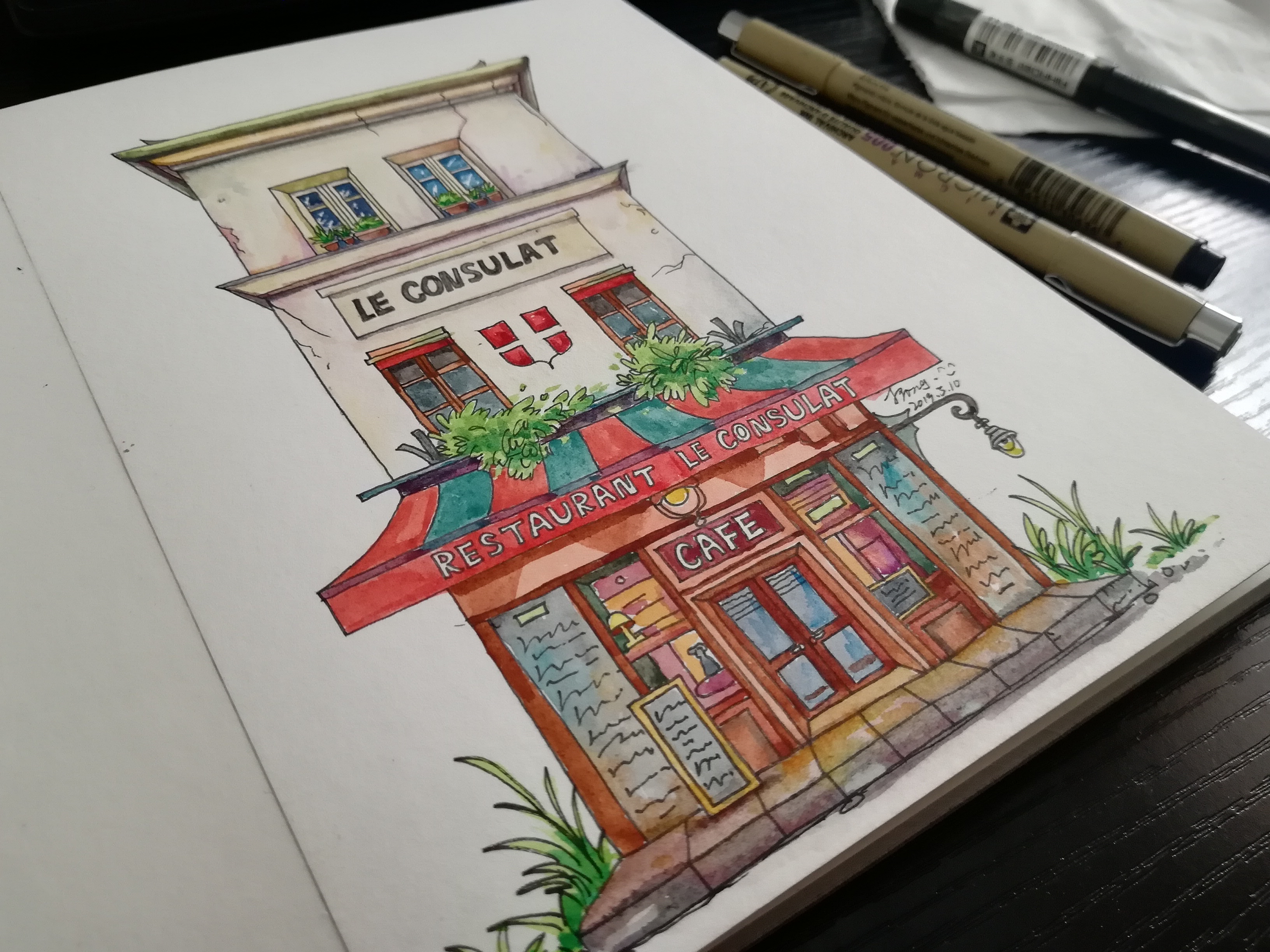 水彩画房屋简单图片