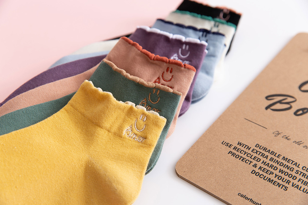 2020春夏女短袜刺绣后跟袜子可爱日系