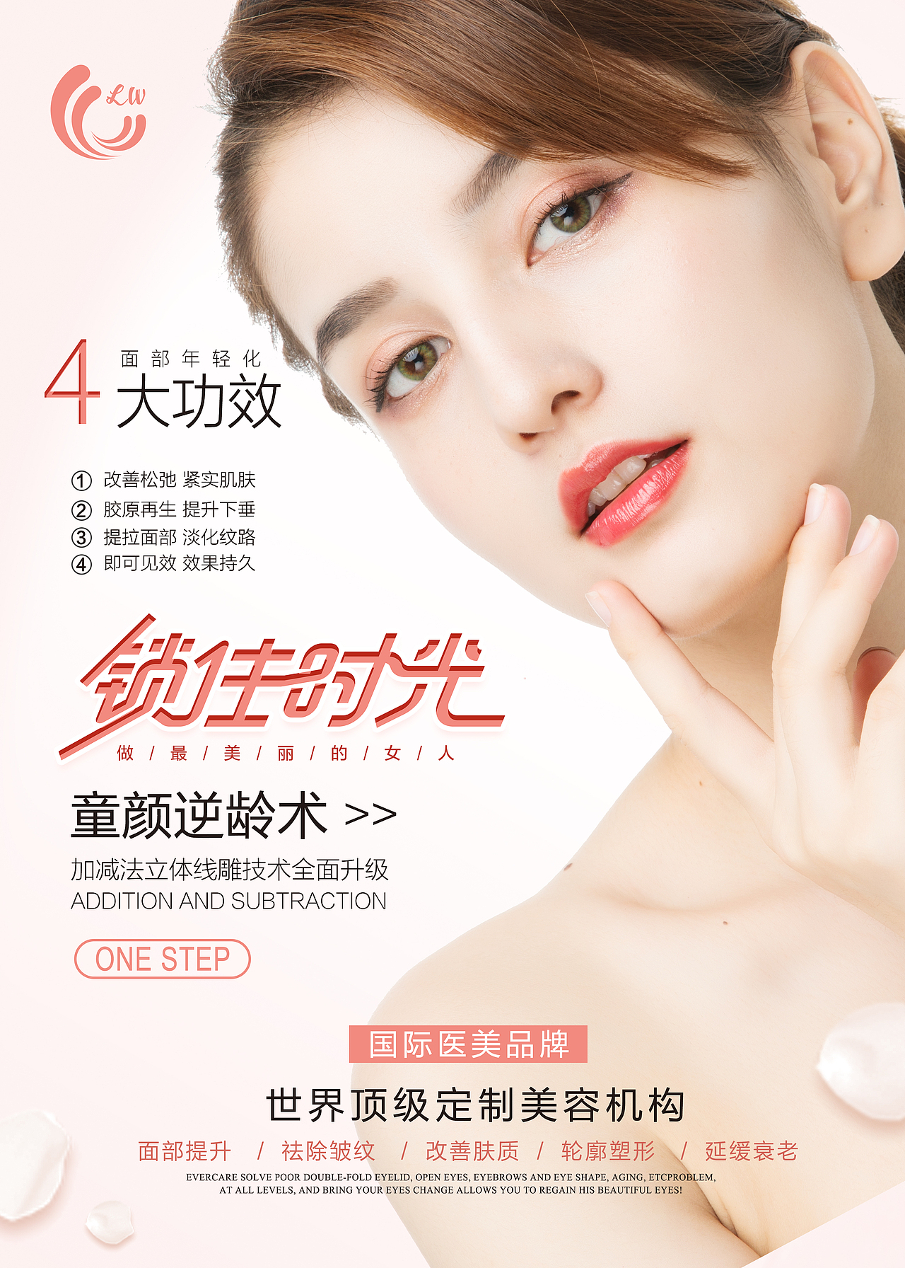整形医疗美容活动海报童颜精雕皮肤美容海报美容画框