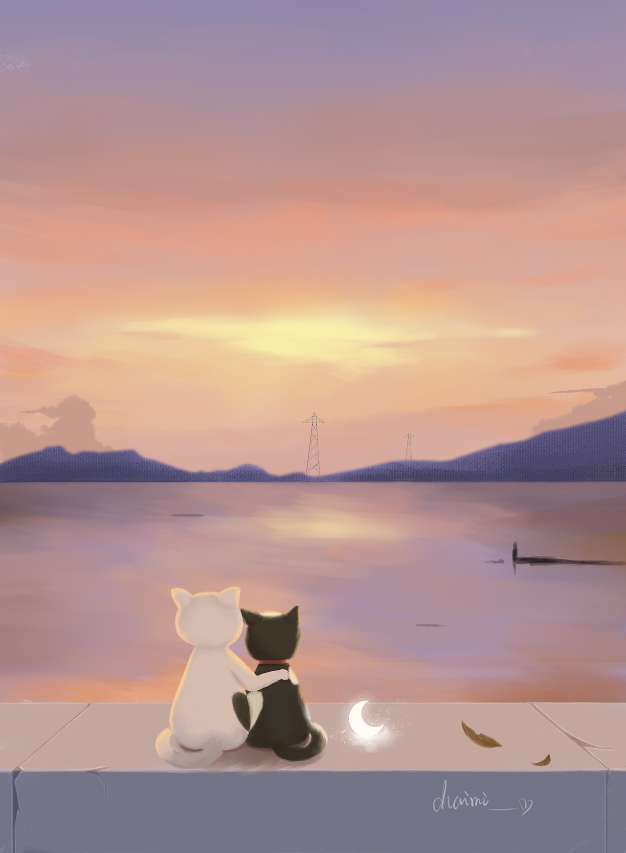 猫和它的猫（图ZMjk0NTQ5MTA0） - 艺术插画 - 站酷设计师1柴米原创素材 - 站酷ZCOOL