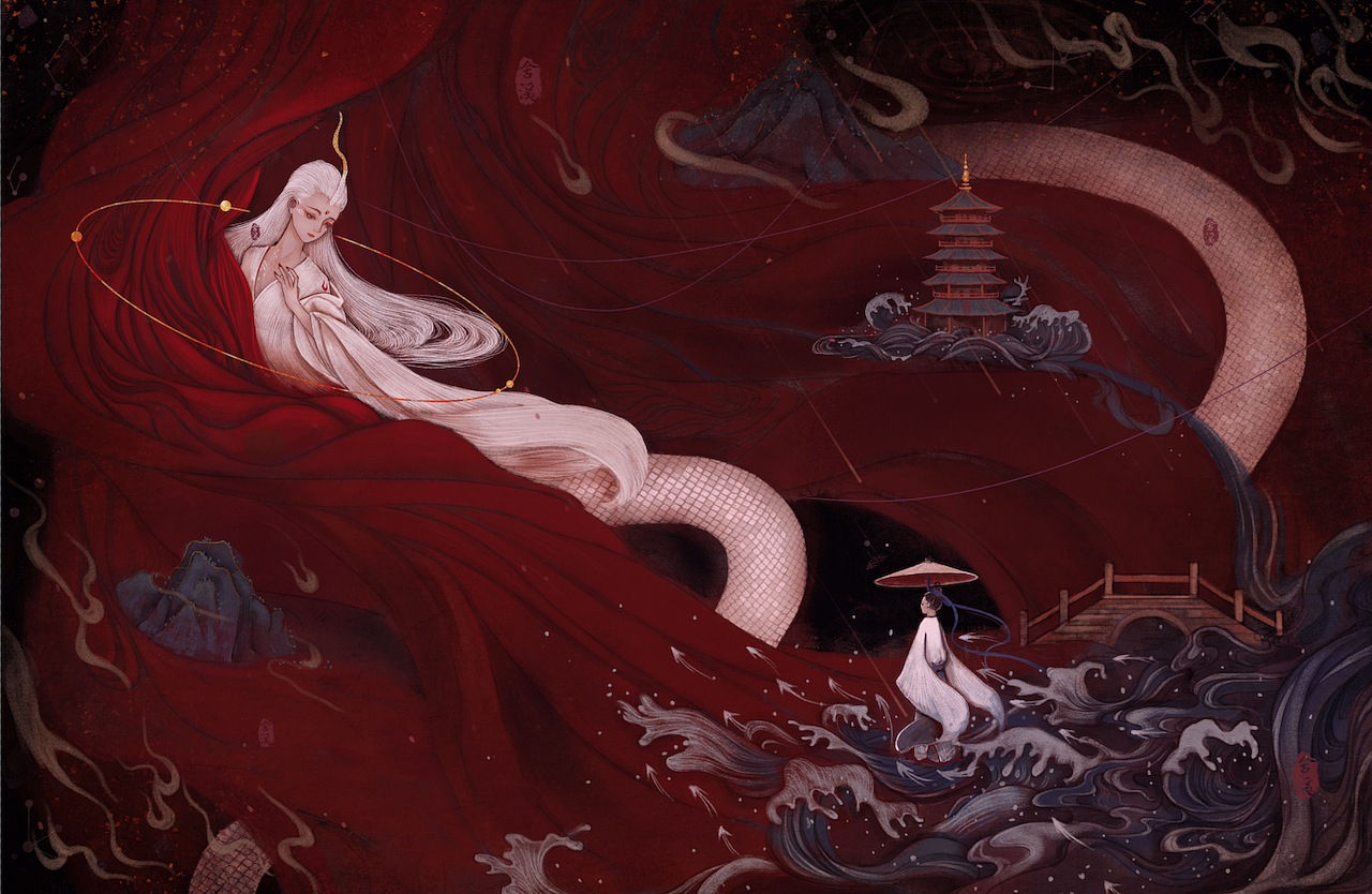 白蛇-原创古风插画