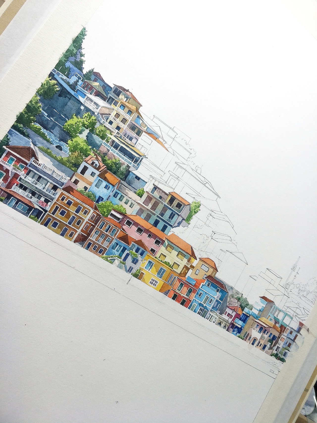 水彩风景过程图（图ZMTA0OTEzMDI0） - 绘画 - 站酷设计师北川大叔原创素材 - 站酷ZCOOL