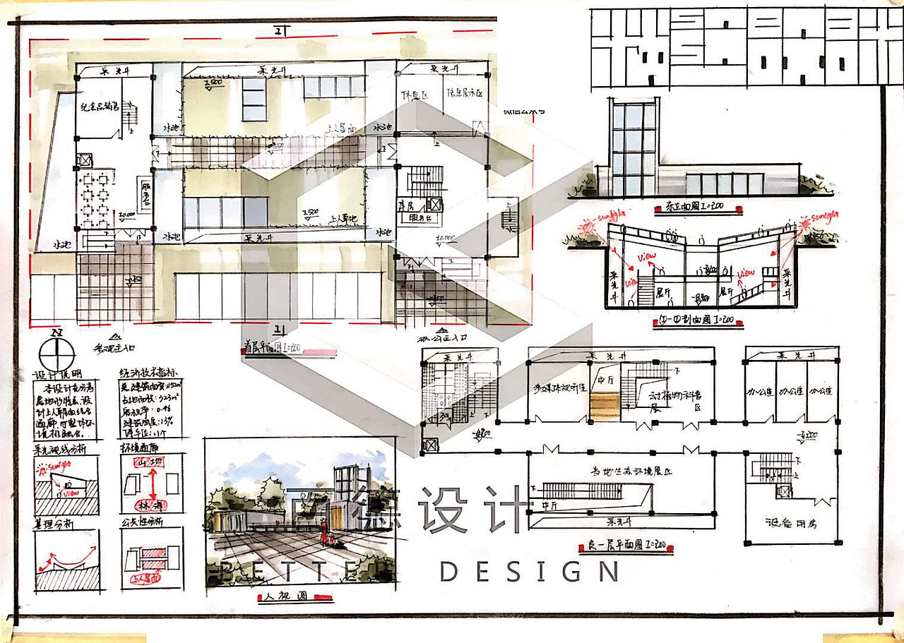 快题128分高分，深圳大学建筑学硕士图纸汇总百德设计（图ZMjE1NzA0NDUy） - 建筑设计 - 站酷设计师百德设计原创素材 - 站酷ZCOOL