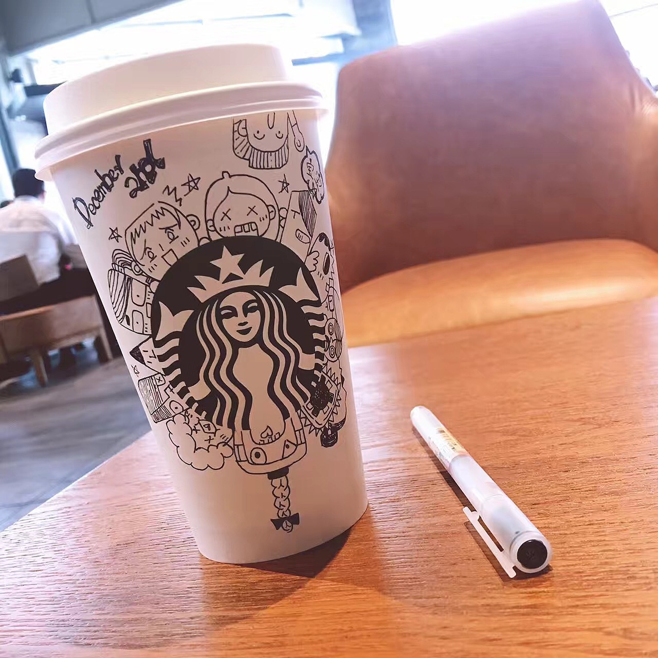 手绘星巴克杯子