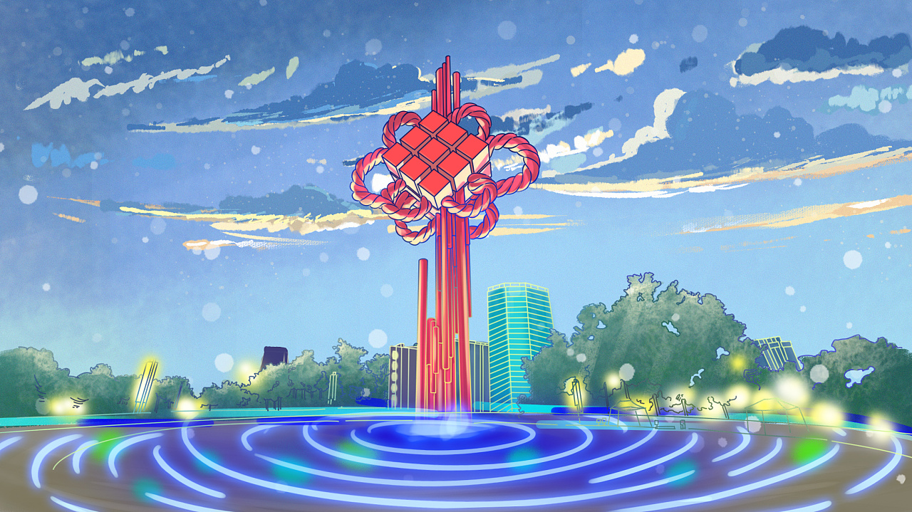 合肥新站台历插画