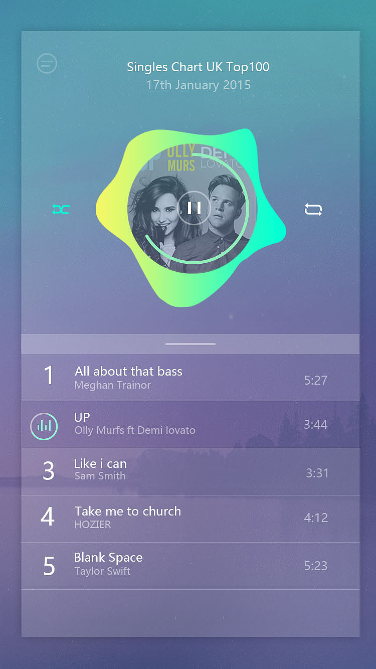音乐播放器界面临摹（图ZODU4MTk2MzY=） - APP界面 - 站酷设计师么一嗷喵原创素材 - 站酷ZCOOL