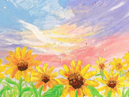 油画棒作品《向日葵》