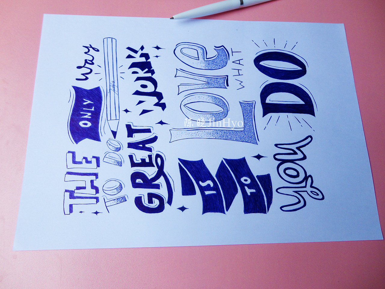 圆珠笔手绘 手帐英文字体设计