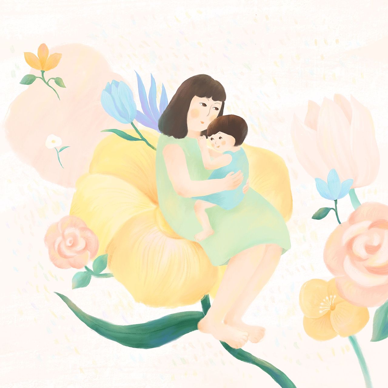 母女|插画|创作习作|缪妙妙_原创作品-站酷zcool