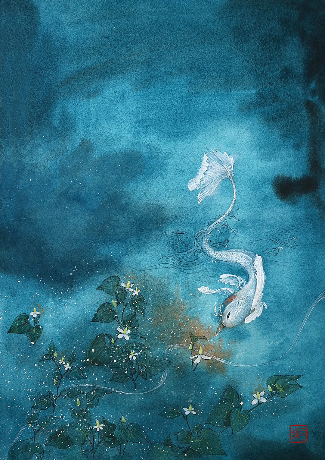 原创｜一条属于水中非鱼非蛇的怪蛟（图ZNzk3NTY5NTI=） - 绘画 - 站酷设计师阿呜有几画原创素材 - 站酷ZCOOL