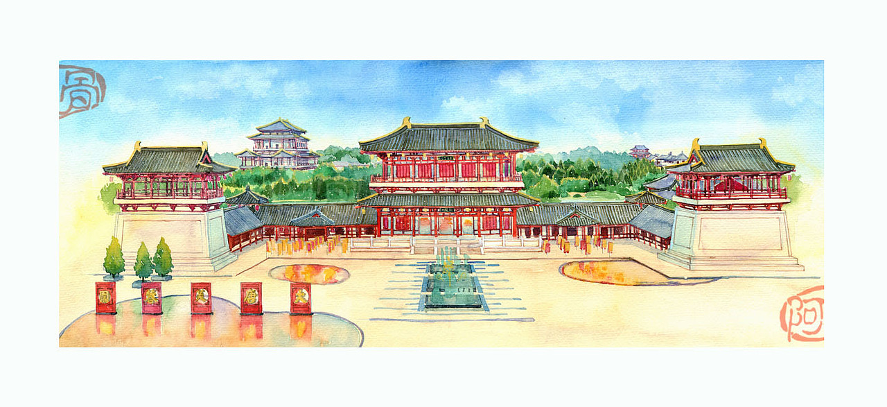 手绘城市系列——《陕西》（图ZMjI5OTcwNzI=） - 商业插画 - 站酷设计师阿骨AOKI原创素材 - 站酷ZCOOL