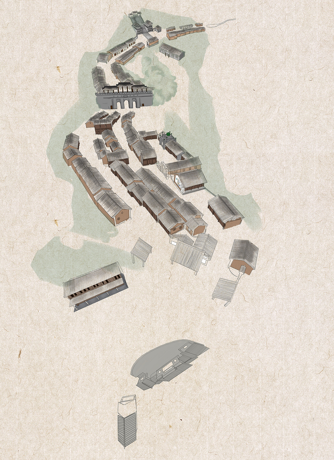 倒盏村旅游村手绘地图（图ZOTQyMjYzMjQ=） - 商业插画 - 站酷设计师虎力大仙BadTiger原创素材 - 站酷ZCOOL