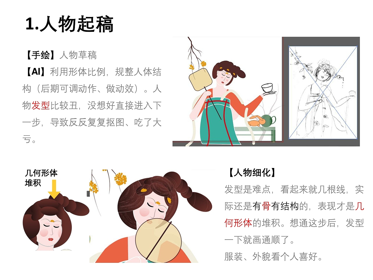 中式复古女性下午茶包装插画二(桂香乌龙、附教程)