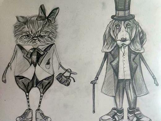 創(chuàng)意貓狗素描（個人主頁-ZMzk5MzMxODQ=） - 創(chuàng)作習(xí)作 - 站酷設(shè)計師一只大茜幾原創(chuàng)素材 - 站酷ZCOOL