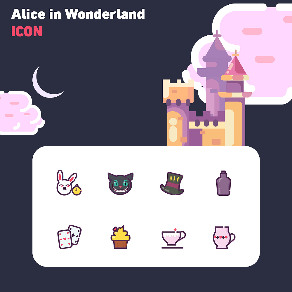 爱丽丝梦游仙境icon原创_松子momo-站酷ZCOOL