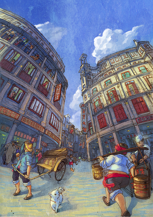 民国时期的汕头老市区——曾经繁华的小公园（图ZNzkxOTUwNA==） - 绘本 - 站酷设计师KinYip原创素材 - 站酷ZCOOL