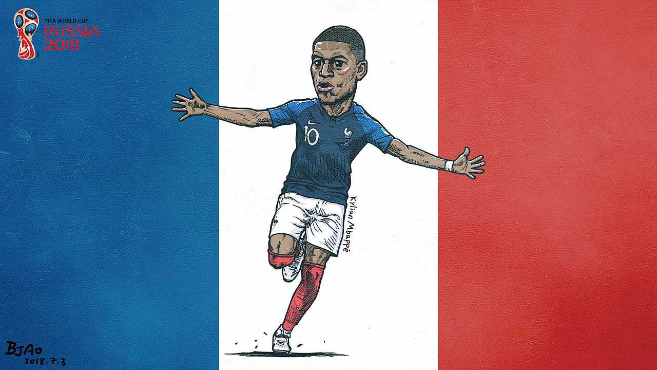 2018年俄罗斯世界杯法国球星——姆巴佩|动漫|单幅漫画|bjao_原创作品