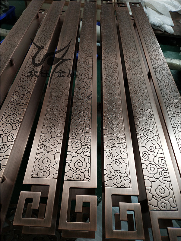 酒店大门不锈钢方管长拉手不锈钢蚀刻图案拉手