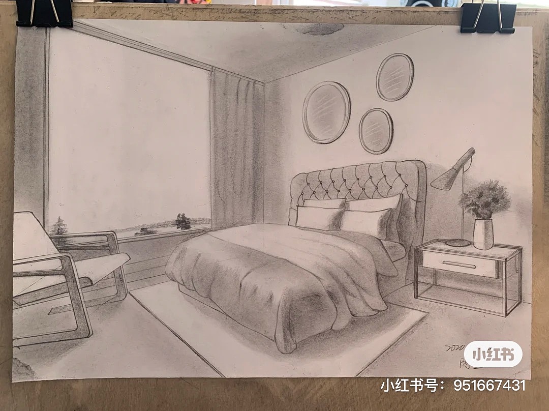 素描卧室效果图,黑虎虾,羊头,小熊,笔袋