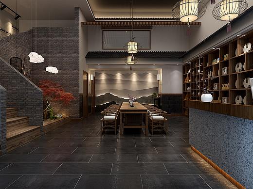 茶樓效果圖（個人主頁-ZNTEzNDQxMzI=） - 商業(yè)空間設(shè)計 - 站酷設(shè)計師張美麗效果圖原創(chuàng)素材 - 站酷ZCOOL