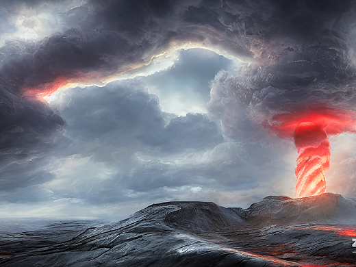 #AI创作实验室#危险,龙卷风,山石,火,天空,云卷,