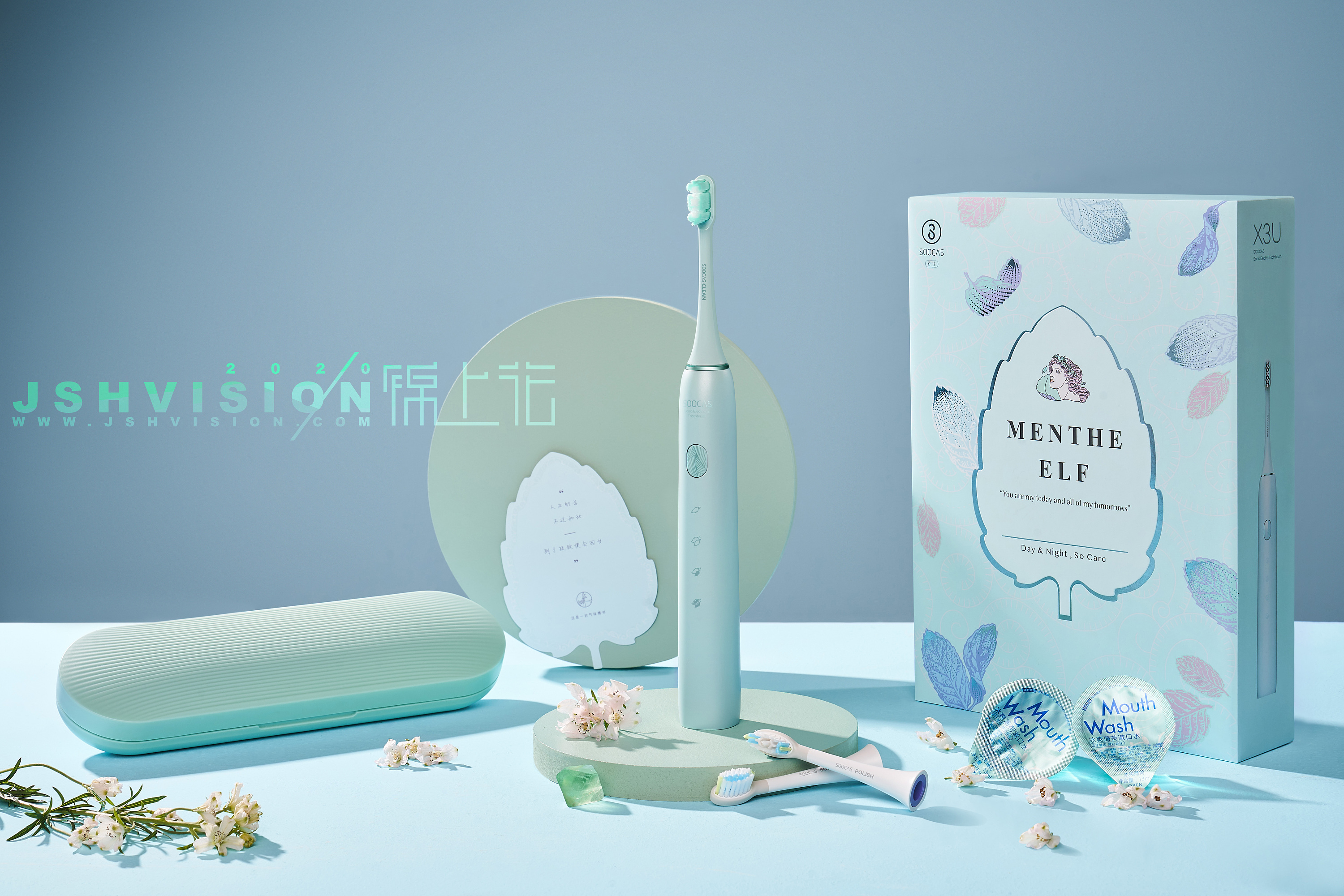 是夏日清凉的感觉 | 素士薄荷绿新品牙刷海报拍摄