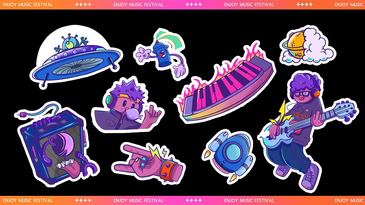 跳飞船音乐节视觉练习（图ZMzAzOTk5NjA4） - 品牌 - 站酷设计师是仙芋不是咸鱼原创素材 - 站酷ZCOOL