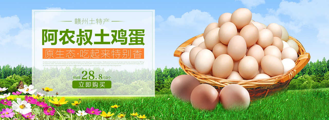 农产品海报 农村电商 土鸡蛋 脐橙 农家土鸡