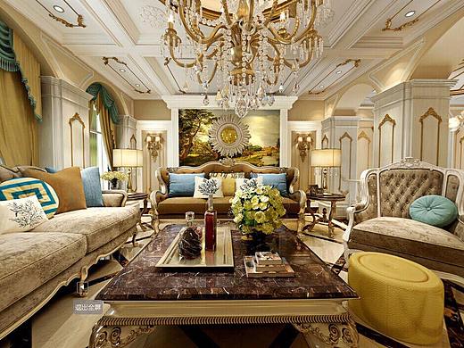 重庆清水溪别墅装修设计效果图-法式风格远景装饰