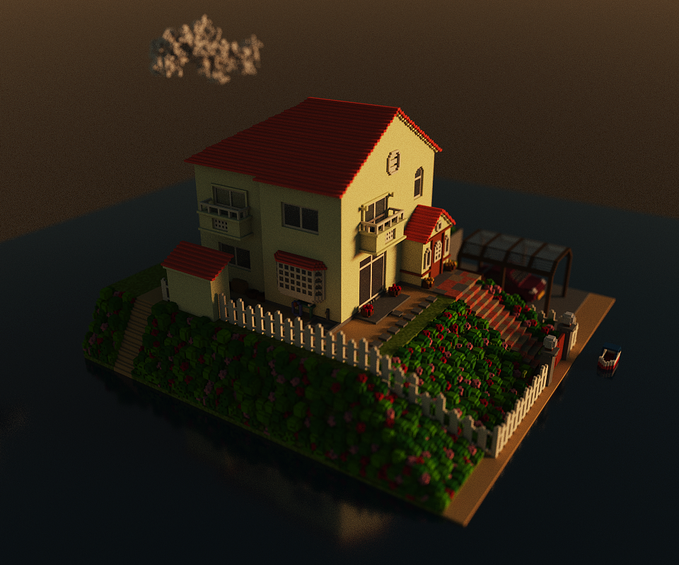 MagicaVoxel小练习：《悬崖上的金鱼姬》场景（图ZMTA5MzI0NDE2） - 场景 - 站酷设计师Jida是几达原创素材 - 站酷ZCOOL