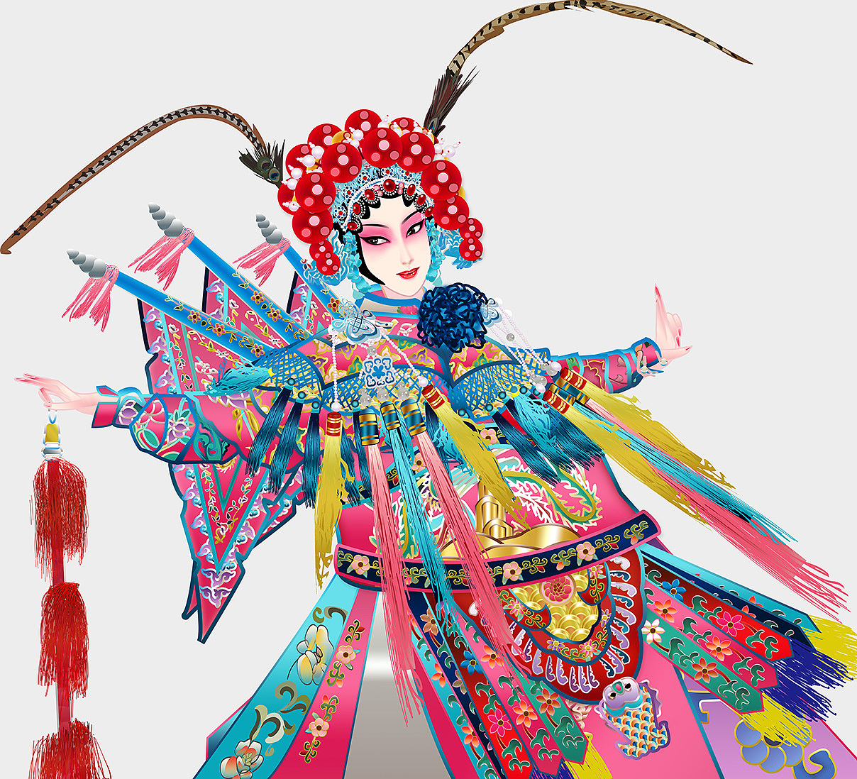 武旦刀马旦京剧人物矢量插图