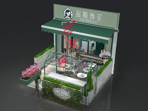 奶茶店铺设计效果图甜品店咖啡店设计餐饮店茶饮店设计