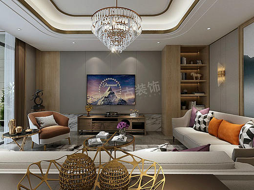 重庆万科观承合院别墅装修,新中式与轻奢混搭设计图