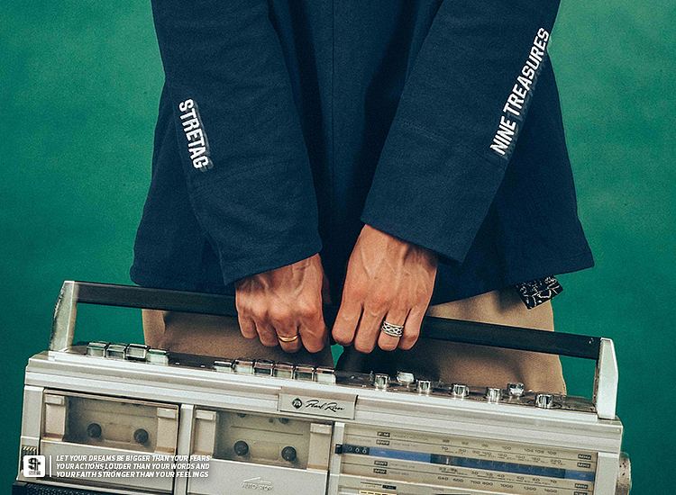 STRETAG2019新品潮流时尚男款藏蓝色九宝联名外套