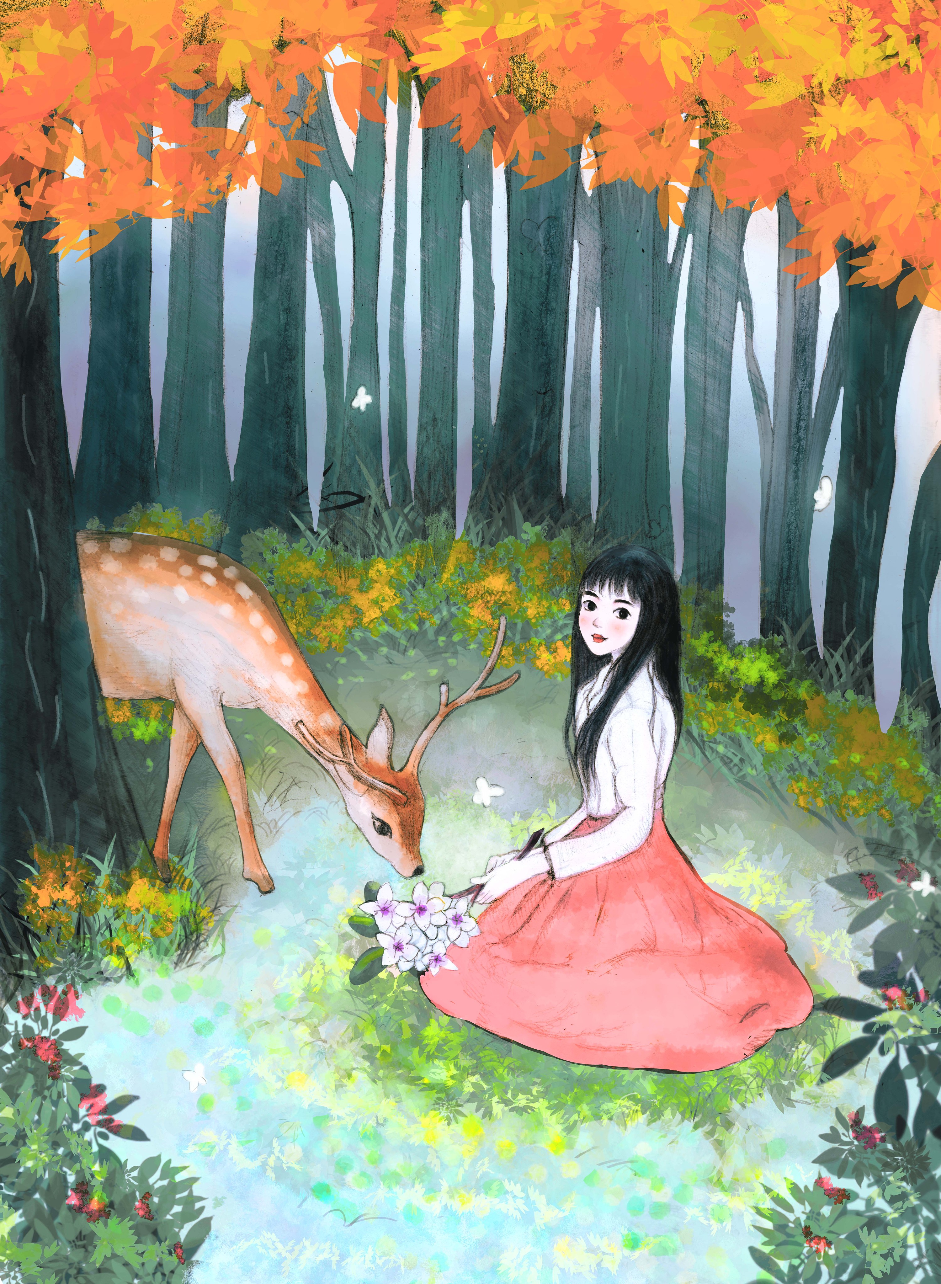 森林中的小女孩