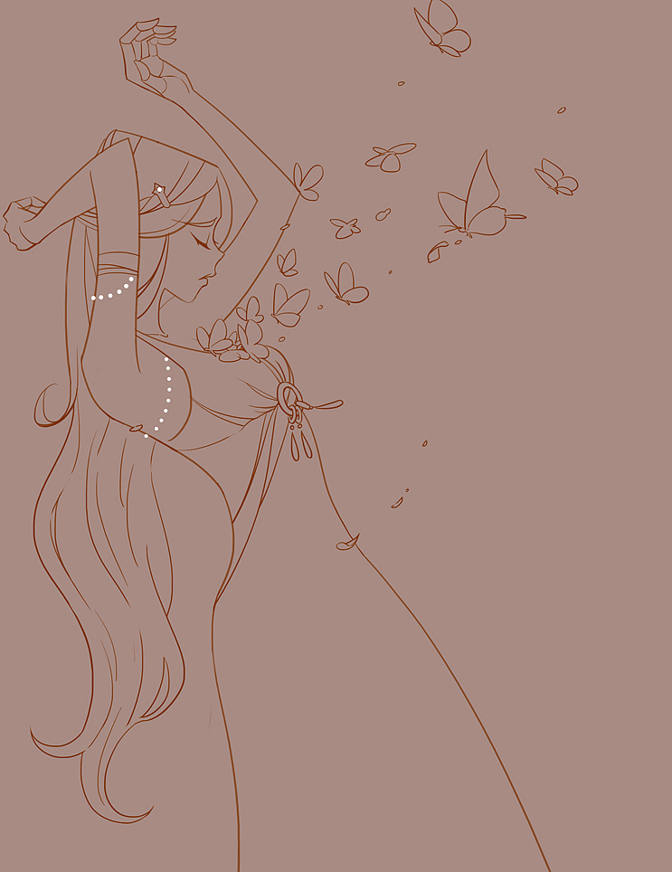 龙母与蝶（图ZMjM0OTM5MjQw） - 新锐潮流插画 - 站酷设计师鱼非鱼0000000000原创素材 - 站酷ZCOOL