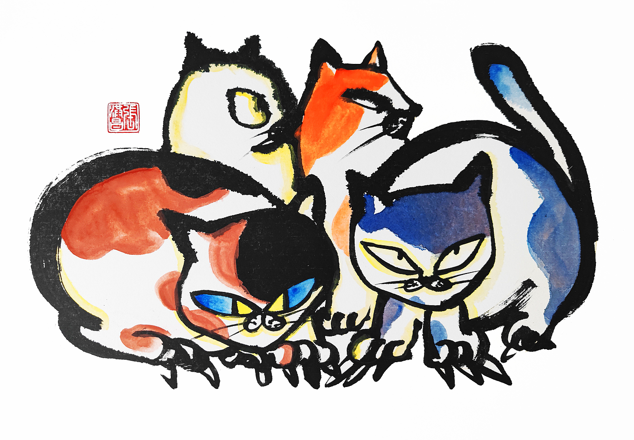 皮克猫（图ZMzA5ODg3MDUy） - 绘画 - 站酷设计师张张张zhc原创素材 - 站酷ZCOOL