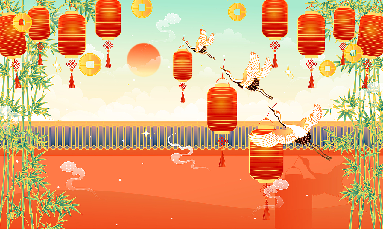 新年国潮风插画作品