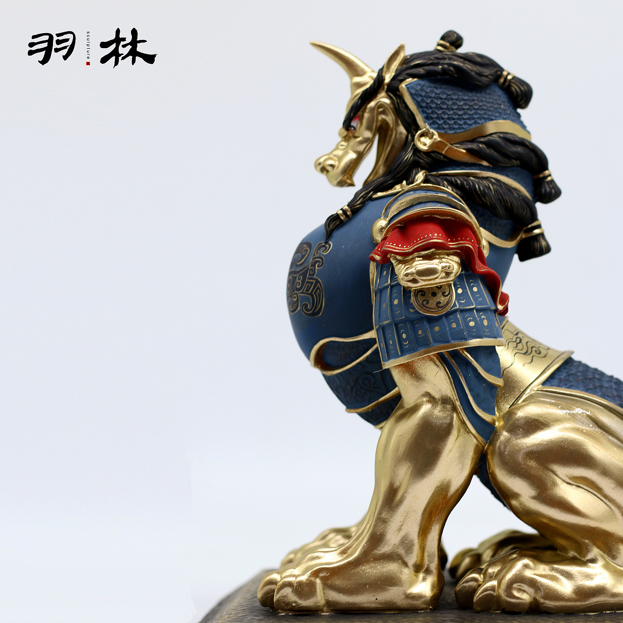 将军貔貅,纯手工制作彩绘,披身铠甲威慑四方