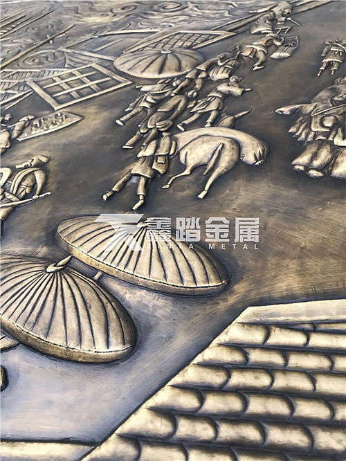 户外大型浮雕全铜壁画 手工锻造黄铜背景墙工艺传承
