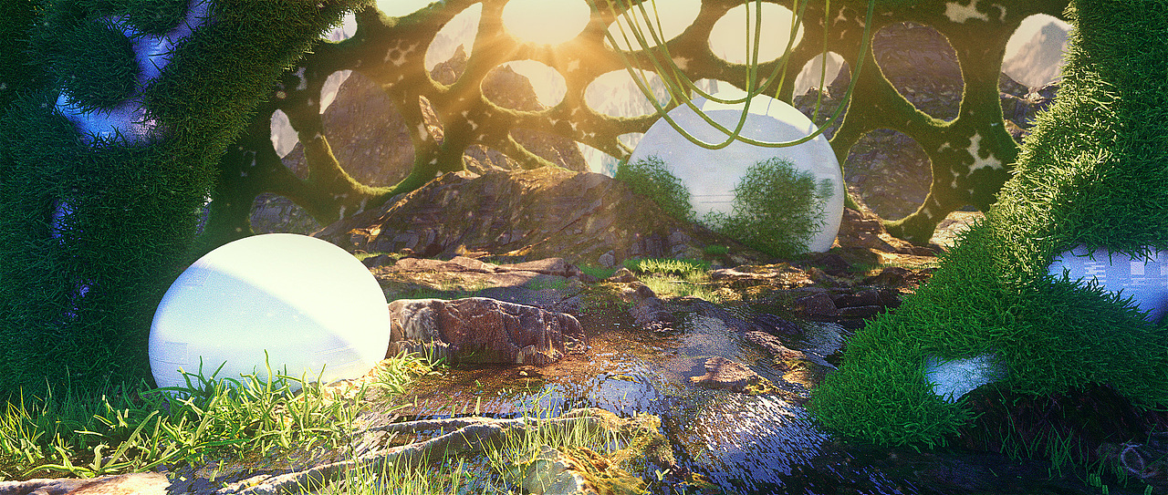 【C4D+Octane】森林插件/梦幻场景/风格图/Forest