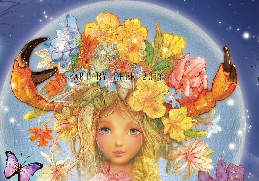 巨蟹座女孩（图ZMzk4MDAzOTI=） - 商业插画 - 站酷设计师胖蛇CHER原创素材 - 站酷ZCOOL