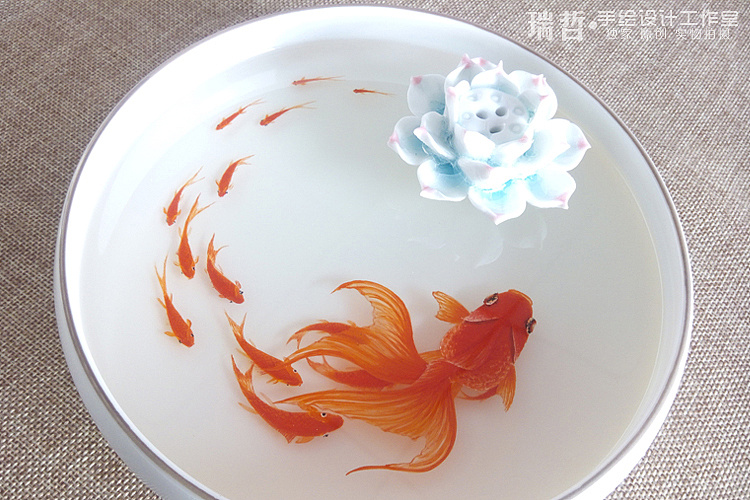 金鱼戏水 3d树脂画 瑞哲手绘